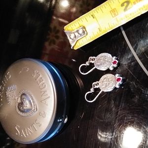 Silver with red stone earrings